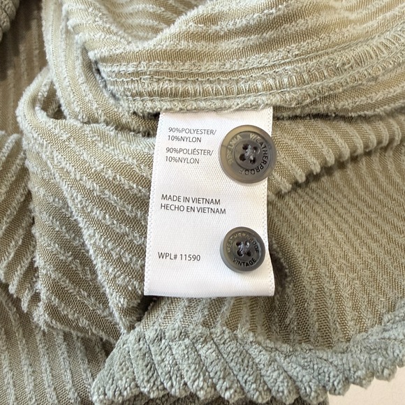 Weatherproof Vintage Soft Wide Wale Corduroy Button Up Shirt Mens L Olive Green - Picture 7 of 9